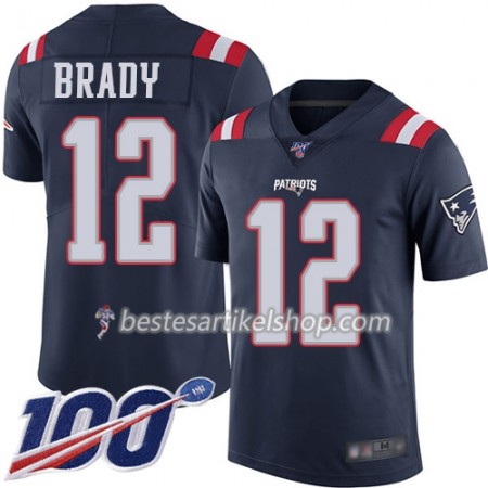 Herren New England Patriots Trikot Tom Brady 12 Nike Navy 100th